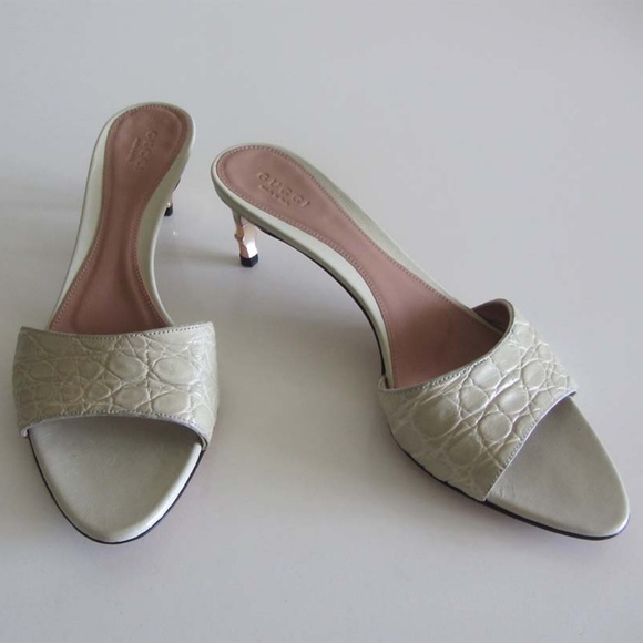 GUCCI Tom Ford alligator bamboo slide sandals 7 B - Picture 2 of 7